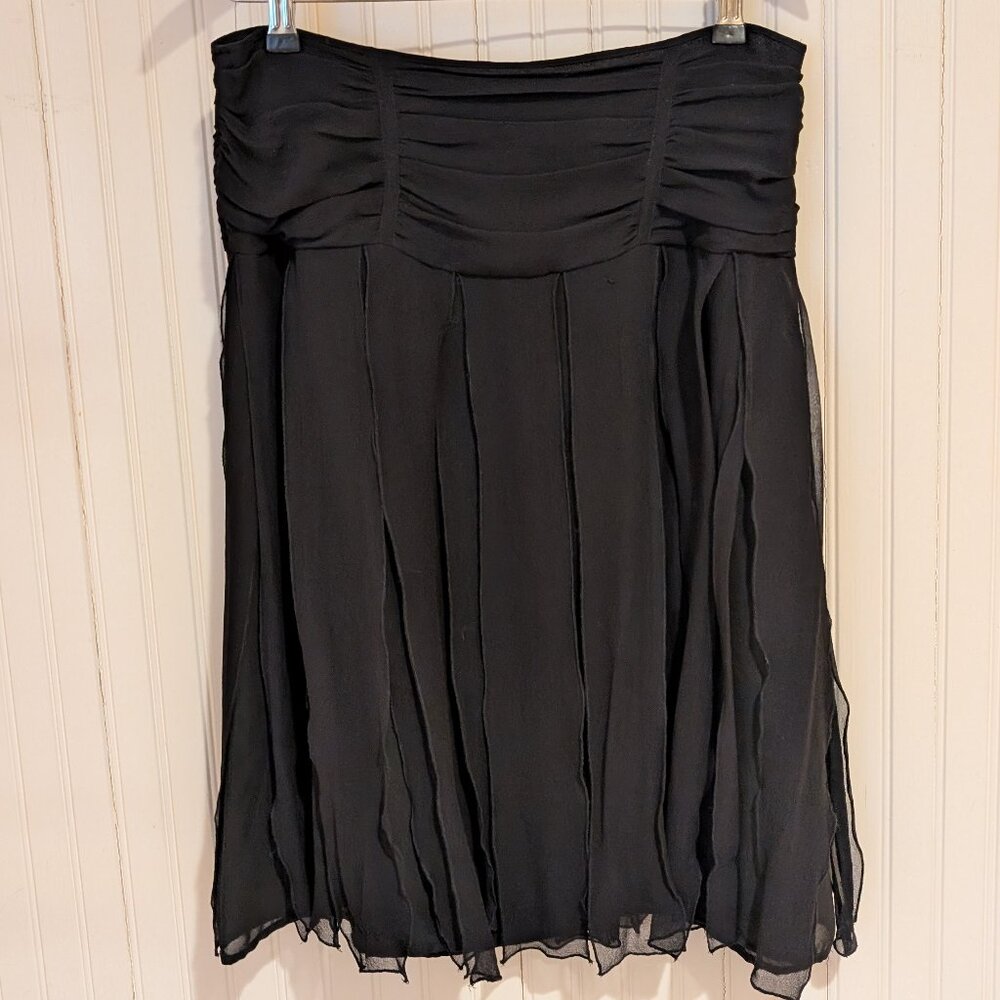 Vintage WD.NY 100% silk midi car wash skirt | Black | Size 8 | EUC